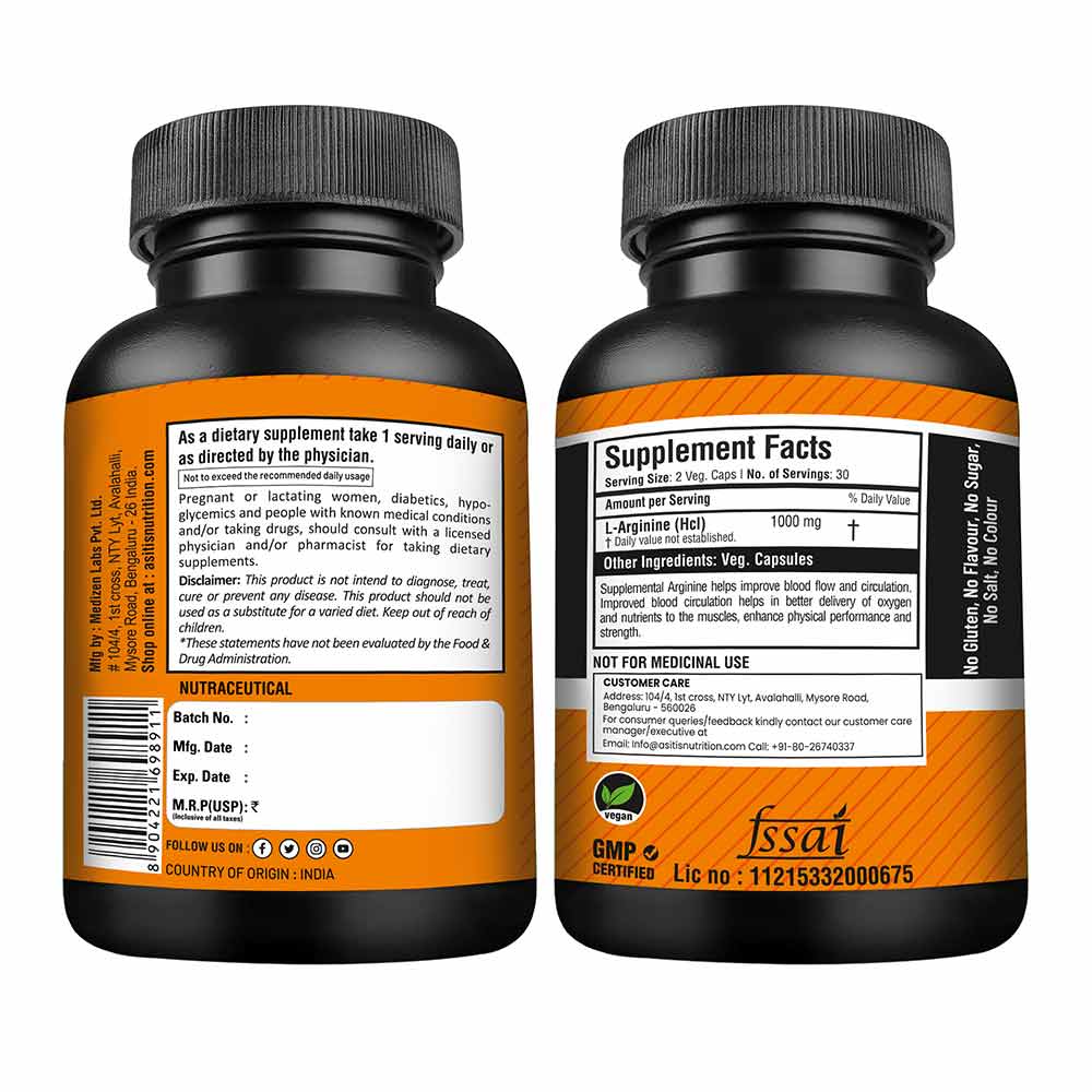 AS-IT-IS Nutrition L Arginine 1000mg