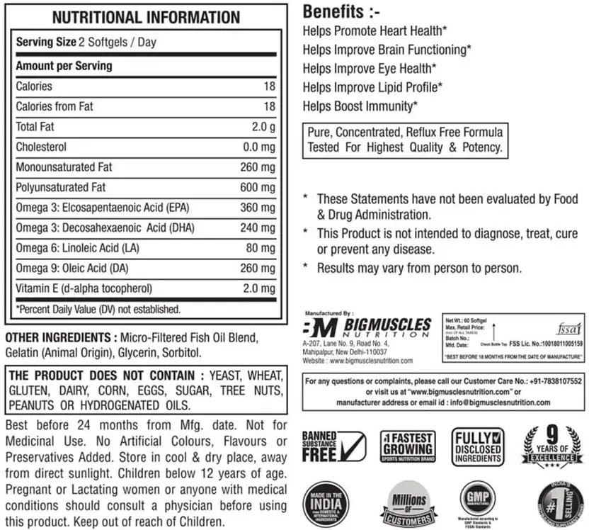 Big Muscles Real Fish Oil Double Strength